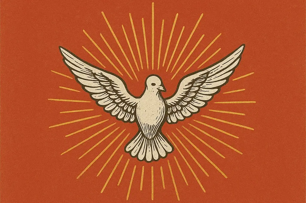 Imagen del Espíritu Santo interpretado por una paloma blanca con las alas abiertas