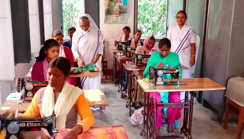 alice topno tribal missionary in india sewing workshop